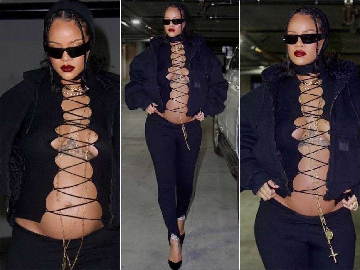 Popstar Rihanna ब्लैक बिकिनी में बेबी बंप फ्लॉन्ट करती आई नजर, फैंस ने दिये गजब रिएक्शन