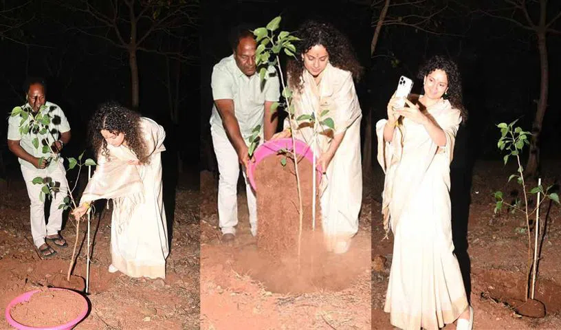Kangana Ranaut ने ग्रीन इंडिया चैलेंज में लिया हिस्सा, पंचवटी पार्क में लगाये पौधे