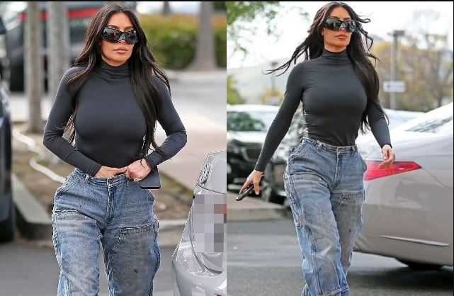 Kim Kardashian Hot pic: ब्लैक बॉडीकोन टॉप और फिगर-हगिंग जींस में स्पॉट हुईं किम कार्दशियन, वायरल हुई तस्वीरें
