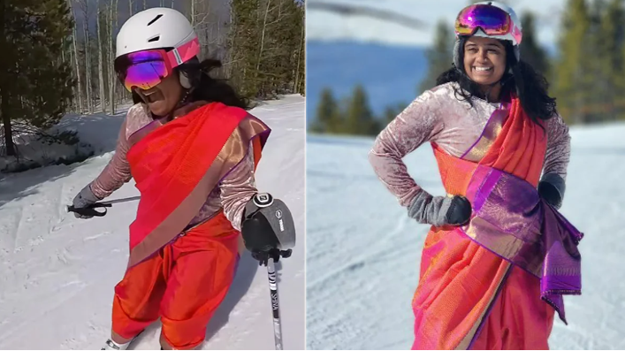 Skiing In Saree video: साड़ी में महिला ने दिखाया जबरदस्त स्टंट, देख आपको भी होगा गर्व