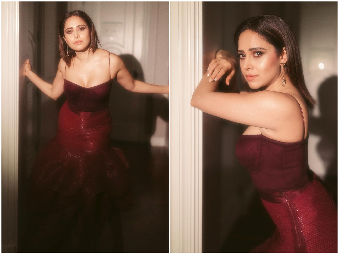 Nusrat Bharucha hot Pic: Maroon Ankara Gown में नुसरत भरुचा ने बिखेरा जलवा, वायरल हुई तस्वीरें