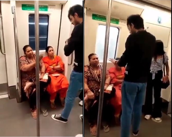 Delhi Metro Video : आंटी ने कपल की लगाई ऐसी क्लास, बोलीं- ज्यादा आग है क्या? तो बाहर जाओ…