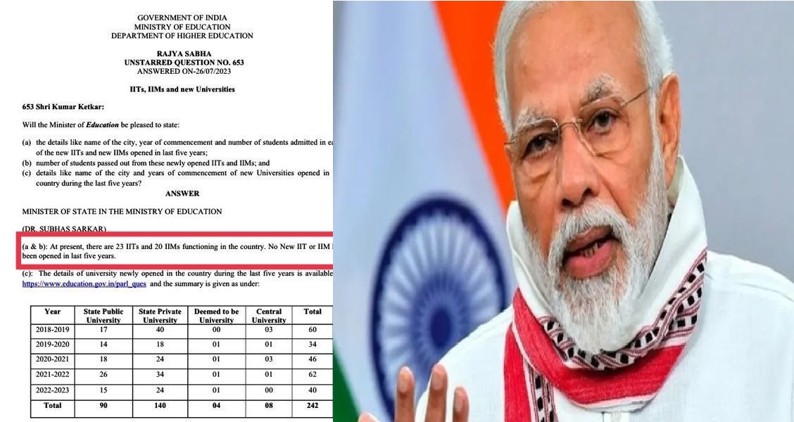 पीएम मोदी का बयान देश में हर साल एक नया IIT और IIM खुल रहा है, शिक्षा मंत्रालय ने कहा 5 सालों में एक भी नहीं खुला, कांग्रेस,बोली- झूठा कौन?