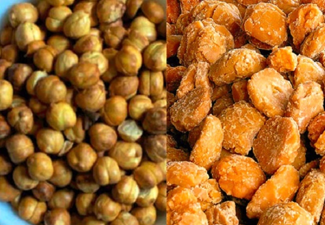 benefits of eating roasted gram and jaggery