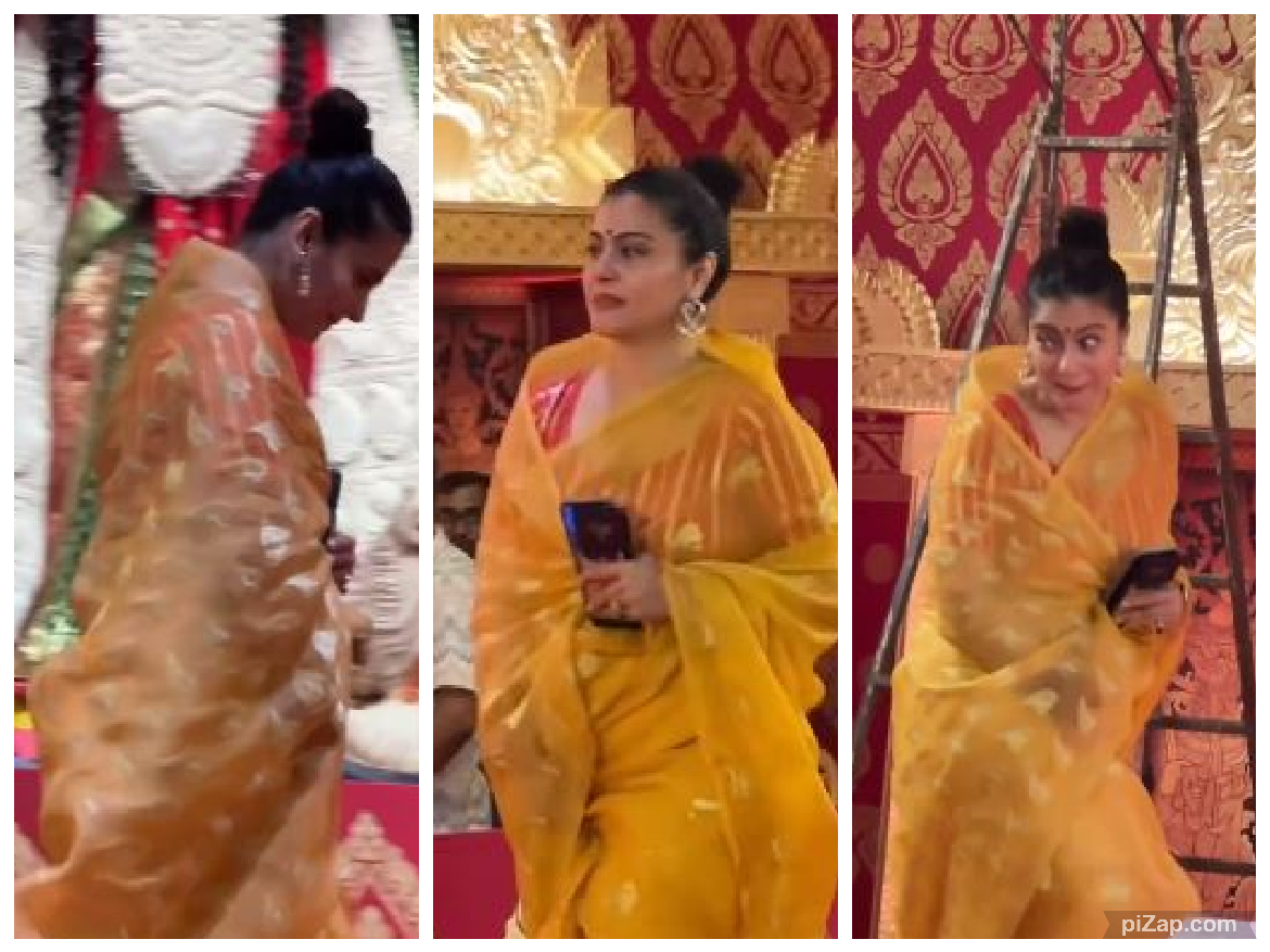 Actress Kajol reached Durga Pandal: पीले रंग की साड़ी में दुर्गा पंडाल पहुंची एक्ट्रेस काजोल, फैंस का लुट लिया दिल