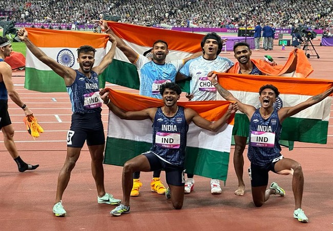 Asian Games 2023 : भारतीय पुरुष टीम 400 मीटर रिले रेस में जीता स्वर्ण पदक, कुल संख्या 81 पहुंची