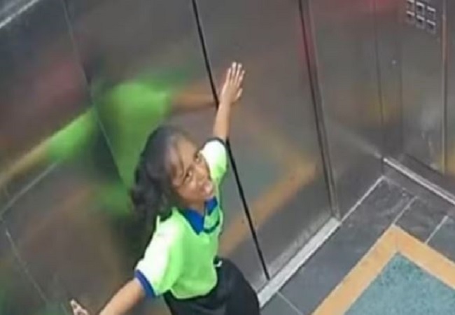 Girl trapped in the lift