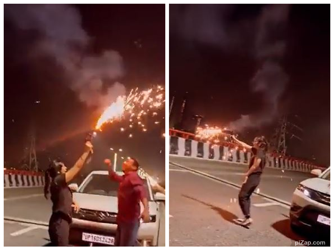 couple celebrating birthday on elevated road in Noida