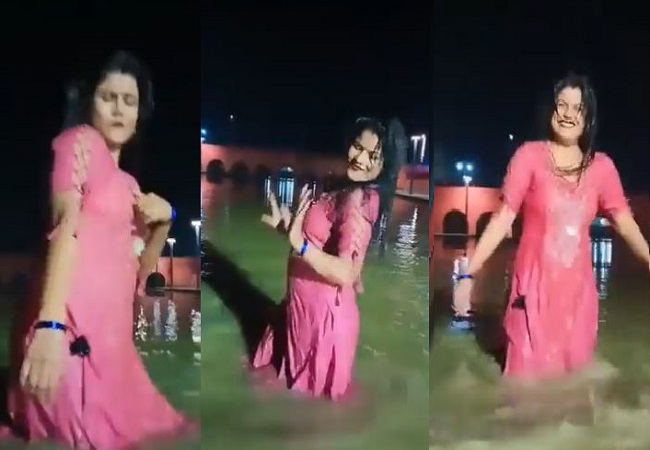 A girl did a very hot dance in the Saryu river in Ayodhya