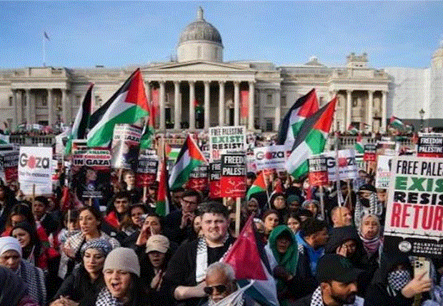 Demonstration in Britain : ब्रिटेन में फिलिस्तीन के समर्थन में प्रदर्शन, प्रदर्शनकारी गिरफ्तार