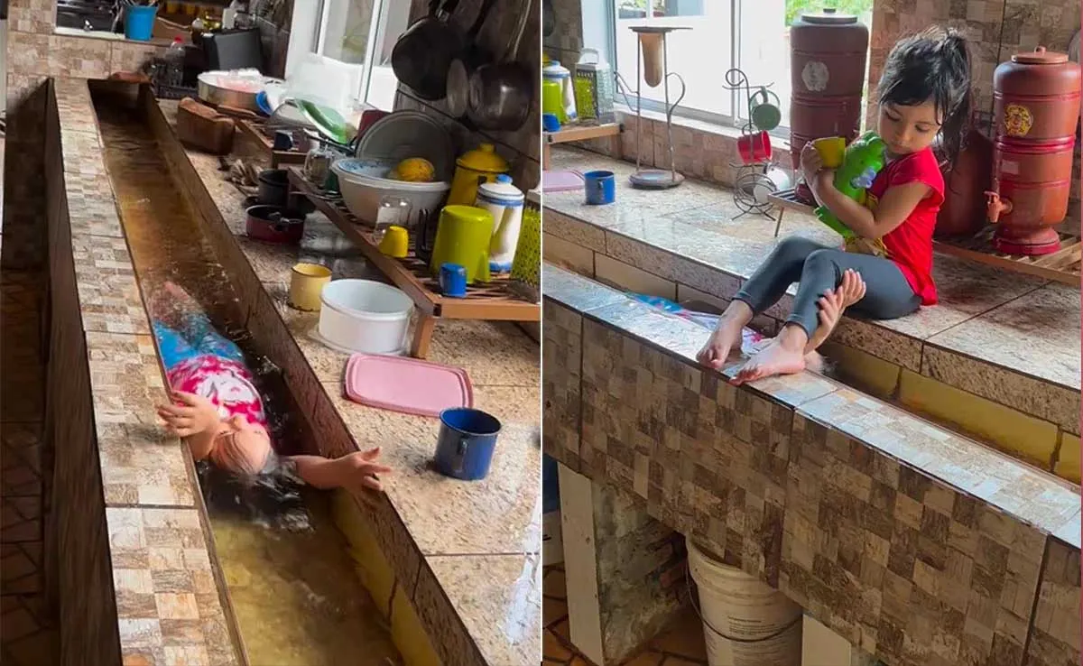Viral video: बच्चों ने किचन में बनाया स्वीमिंग पूल, क्यूट वीडियो तेजी से हो रहा वायरल