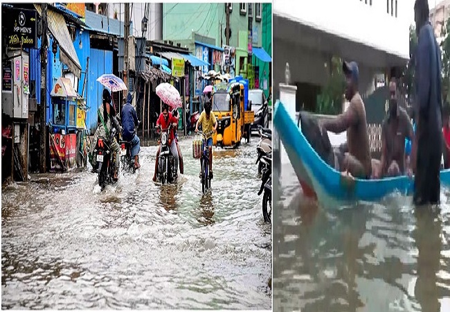 Cyclone Michaung : मिचौंग चक्रवात से भारी बारिश से तमिलनाडु हुआ पानी-पानी, सड़कों पर चल रहीं नाव, चेन्नई में आठ की मौत