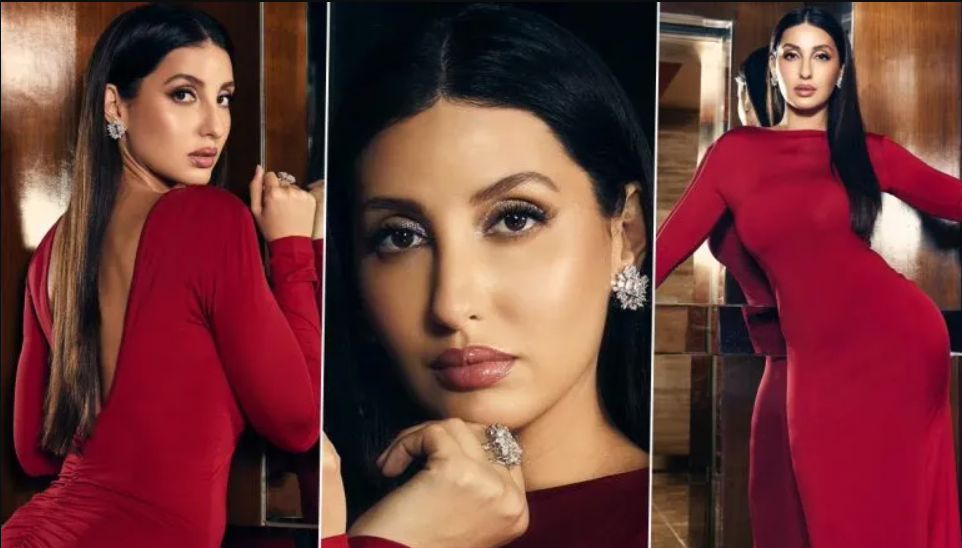 Nora Fatehi Hot Pic: रूबी रेड मैक्सी ड्रेस में Nora Fatehi ने लगाया हॉटनेस का तड़का, वायरल हुई तस्वीरें