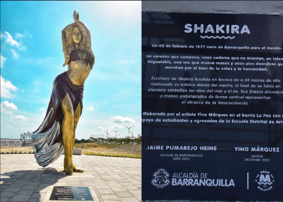 Shakira को कोलंबिया में एक कांस्य प्रतिमा से किया गया सम्मानित