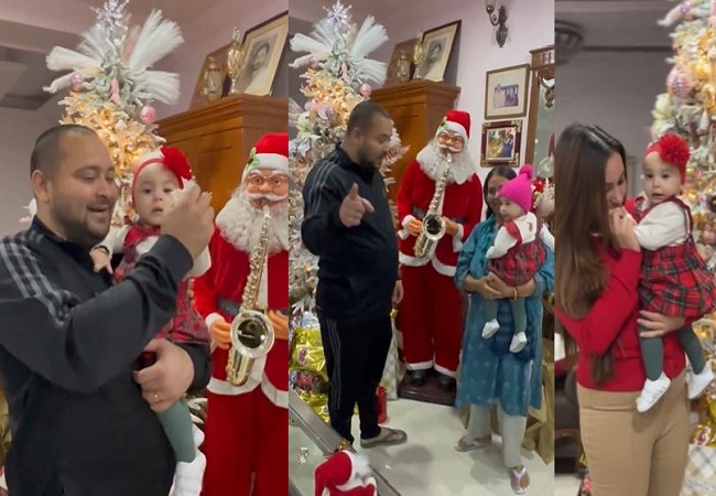 Tejashwi Yadav seen celebrating Christmas with his daughter