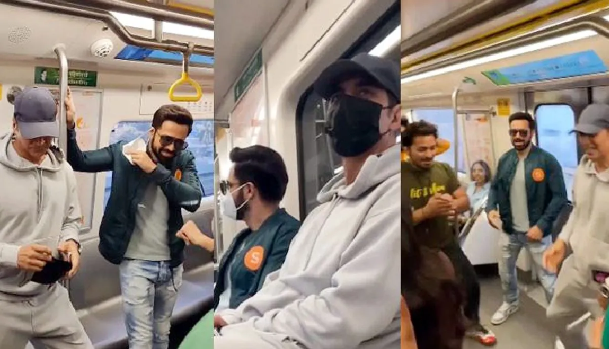 Video: जाम से बचने के लिए मुंह छुपाये मेट्रो में सफर करते दिखे अक्षय कुमार