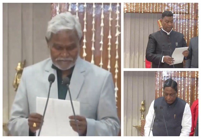 Champai Soren Took Oath : झारखंड में सीएम चंपई सोरेन और दो मंत्रियों ने ली शपथ, हैदराबाद के लिए रवाना हुए 39 विधायक!