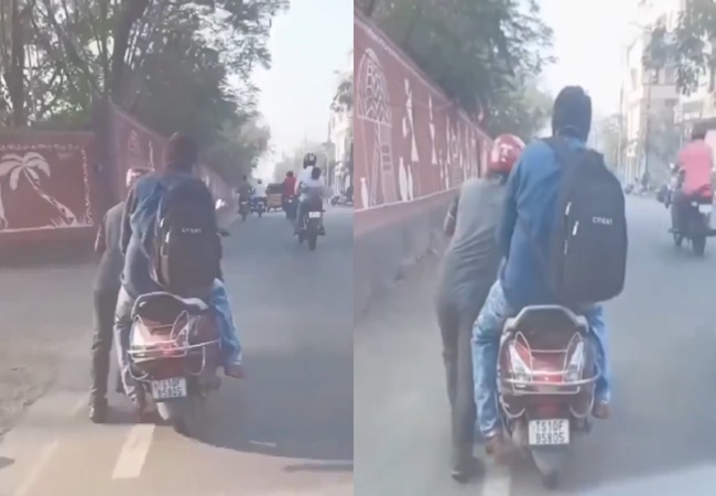 Viral Video: पेट्रोल खत्म होने के बावजूद नहीं उतरा कस्टमर, रैपिडो ड्राईवर पैदल ही खींचता रहा स्कूटी