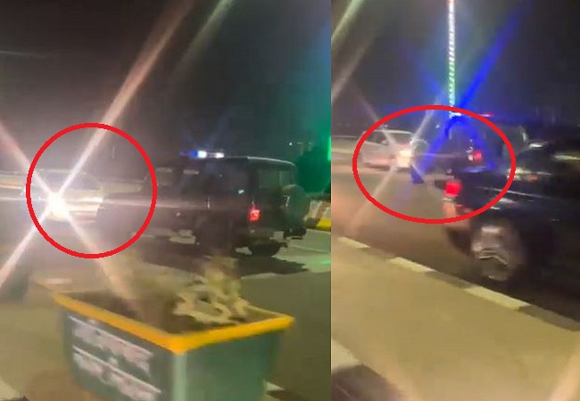 ये तो एकदम फिल्मी है..गाजियाबाद में पुलिस की गाड़ी के सामने बैक गियर में चल रही एक कार का Viral Video
