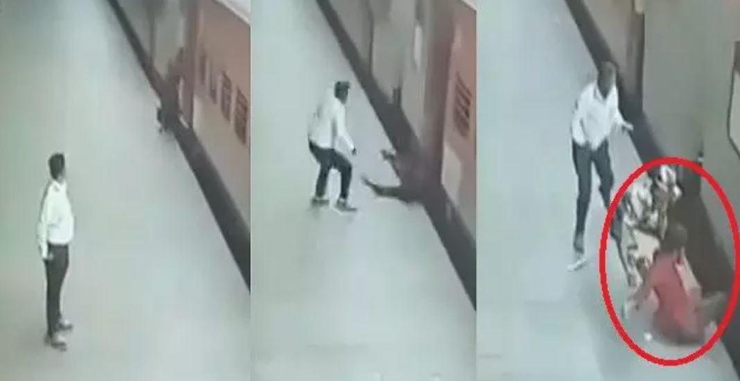 Shocking Video: शख्स की बहादुरी का गजब नमूना, रेलवे स्टेशन पर गिरते लड़के की बचाई जान