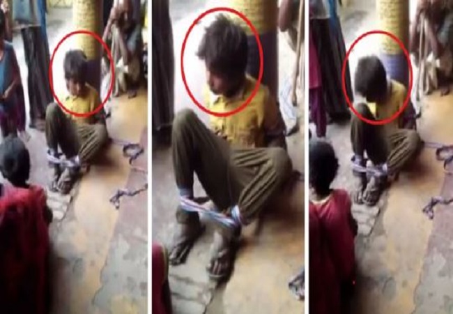 Child tied with rope and beaten brutally for biscuits