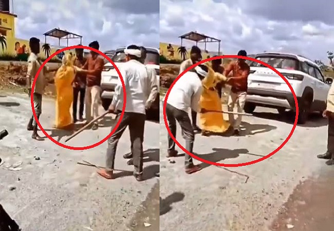 Viral Video: एक शख्स हाथ में डंडा लिये बर्बरता से महिला की करता रहा पिटाई ,लोग देखते रहे तमाशा