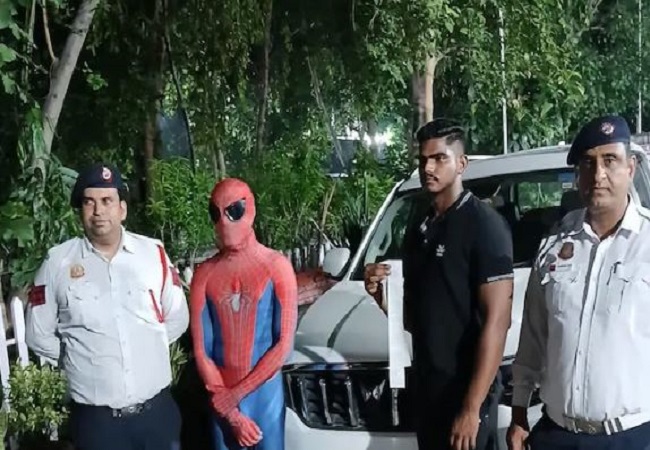 Police issues challan to Spider-Man