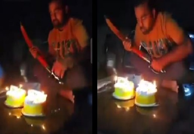 reel made by cutting cake with sword