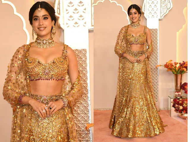 Anant Radhika Wedding: अनंत- राधिका की शादी में गोल्डन लहंगे में परी दिखी Jhanvi Kapoor