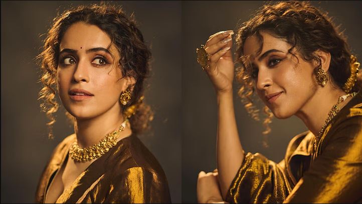 Sanya Malhotra saree pic: सान्या मल्होत्रा ने गोल्डन साड़ी में गिराई गाज, वायरल हुई तस्वीरें