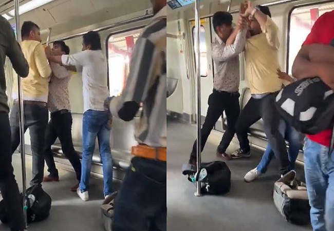 Metro Viral video: गाजियाबाद मेट्रो में सीट को लेकर दो लोगो में जमकर चले लात-घूंसे