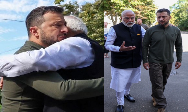 PM Modi Ukraine Visit: पीएम मोदी ने राष्ट्रपति जेलेंस्की से की मुलाकात, कंधे पर हाथ रखकर बातचीत करते आए नजर