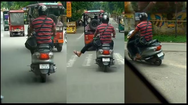 Viral Video: इंडिकेटर हुआ खराब तो शख्स ने स्कूटी पर बैठे बैठे किया इस निंजा टेक्निक का इस्तेमाल, वीडियो देख नहीं रोक पाएंगे हंसी