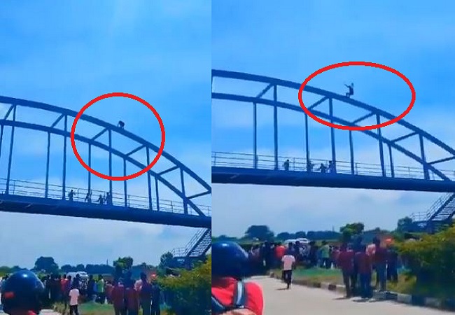 Man committed suicide by jumping from foot over bridge.