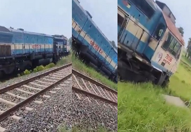 Train engine suddenly starts running in the field while walking on the tracks