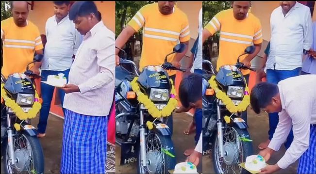 Shocking Video: बाइक से बर्थड़े पर केक कटवाता नजर आया शख्स, देखने वालों के उड़े होश