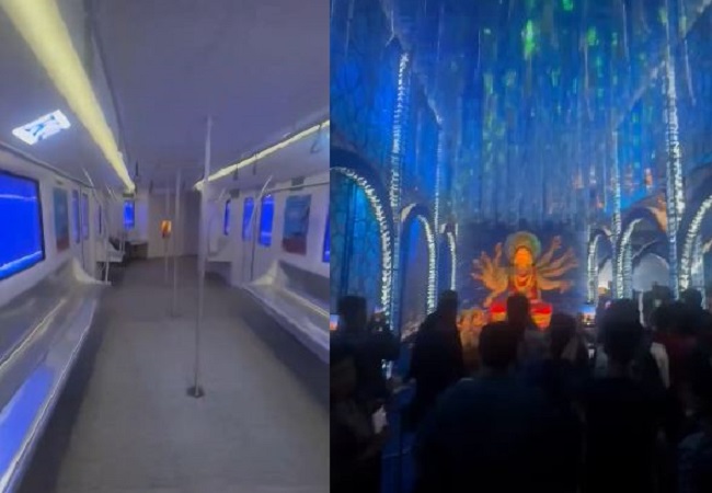 Durga pandal built on the lines of metro in Kolkata