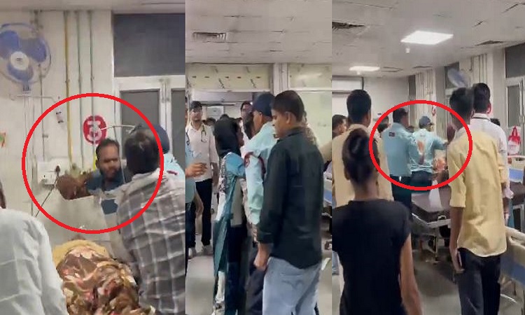 Guards together beat up the attendant at Halat Hospital in Kanpur