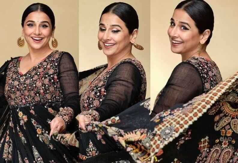 Vidya Balan ethnic look: ब्लैक अनारकली सूट में विद्या बालन हुई स्पॉट, वीडियो देख फैंस ने दिये गजब रिएक्शन