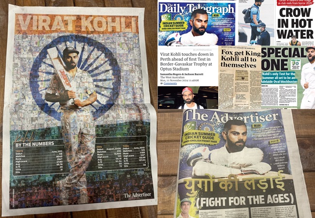 Virat Kohli in Aussie Newspaper: ऑस्ट्रेलियाई अखबारों के पहले पन्ने पर छाए विराट कोहली; हिन्दी-अंग्रेजी और पंजाबी हेडलाइन में छपी खबरें