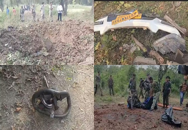 Bijapur Naxal Attack : IED विस्फोट से सड़क पांच फीट गहरा गड्ढा हुआ, जवानों के शव क्षत-विक्षत, गाड़ी के पुर्जे 15 फीट ऊपर जाकर पेड़ पर लटके