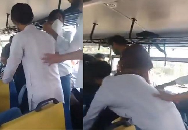 Viral video: मुरादाबाद में कॉलेज की बस में घुसकर छात्र को बेरहमी से पिटाई, कांग्रेस ने वीडियो शेयर कर साधा निशाना