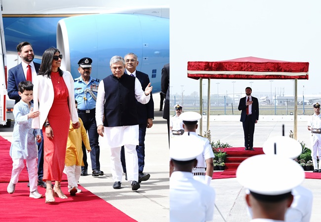 अमेरिकी उपराष्ट्रपति जेडी वेंस अपने परिवार के साथ आए भारत, एपरपोर्ट पर दिया गया गार्ड ऑफ ऑनर