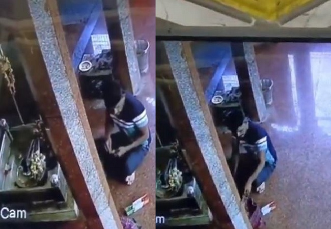 Viral video: भक्त बन मंदिर में पहुंचा शख्स, इधर उधर देखकर मौका पाते ही चोरी कर लिया शेषनाग, सीसीटीवी कैमरे में कैद हुई घटना