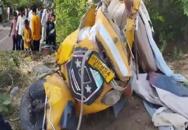 मथुरा में दर्दनाक हादसा, तेज रफ्तार थार ने सवारी टैंपो में मारी टक्कर, तभी पीछे से आ रही डंपर ने चार लोगो को रौंदा, मौत