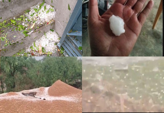 Video-लखनऊ से सटे जिले बाराबंकी व रायबरेली में अचानक बदला मौसम का मिजाज, तेज बारिश के साथ जमकर गिरे ओले