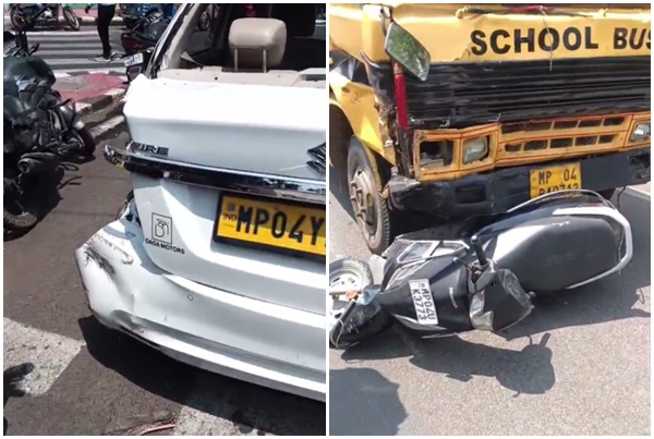 भोपाल में तेज रफ्तार बस ने कई वाहनों को टक्कर मारी