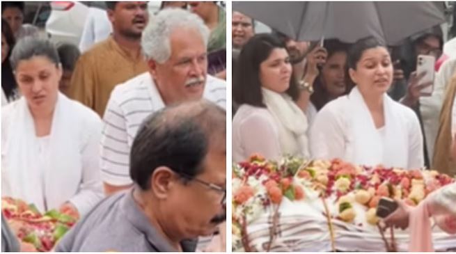 Video-एक्ट्रेस मनारा चोपड़ा ने पिता की अर्थी को दिया कंधा, मां-बहन के नहीं थमे आंसू