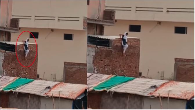 VIDEO- होटल में प्रेमी संग पकड़ी गई पत्नी, पुलिस और परिवार को देख 12 फीट ऊंची छत से लगा दी छलांग