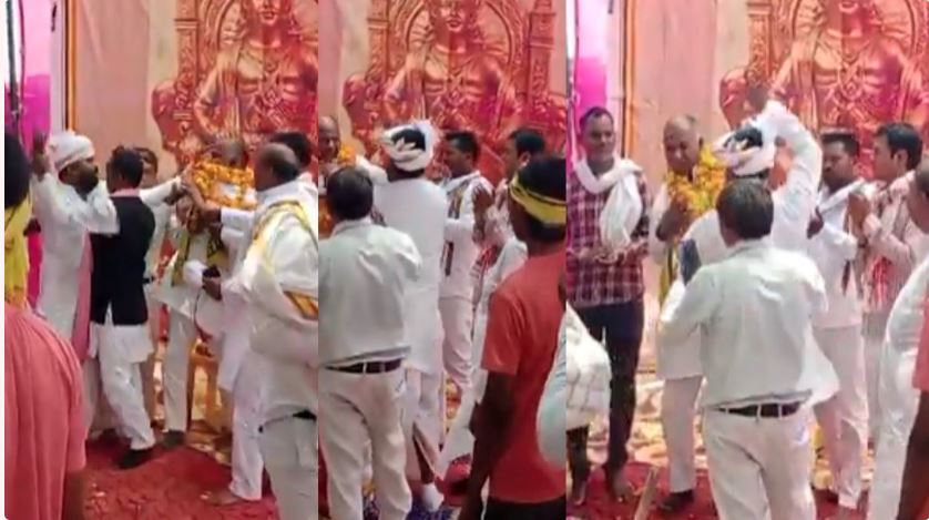 VIDEO: अखिलेश के करीबी महेंद्र राजभर को पहले पहनाई माला, फिर जड़े कई थप्पड़, दावा- ये मंत्री ओपी राजभर की साजिश